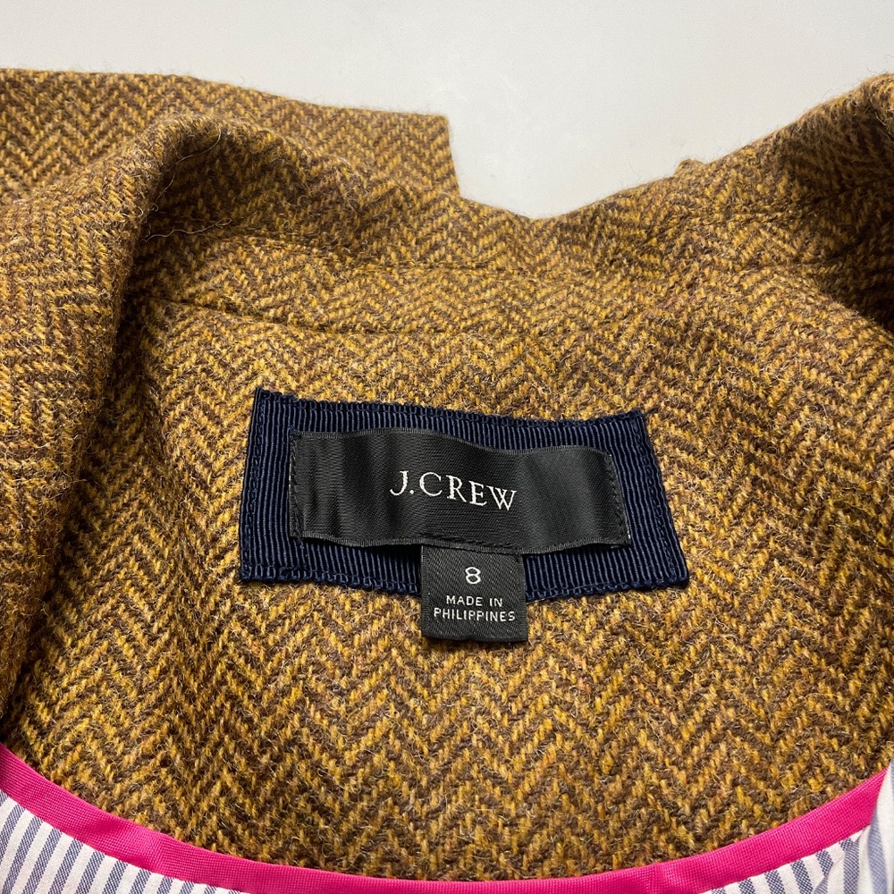 J. Crew Double-Breasted Blazer in Gold Herringbone English Wool - Picture 7 of 13